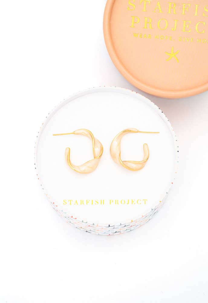With a Twist Hoops in Soft Coral Gold