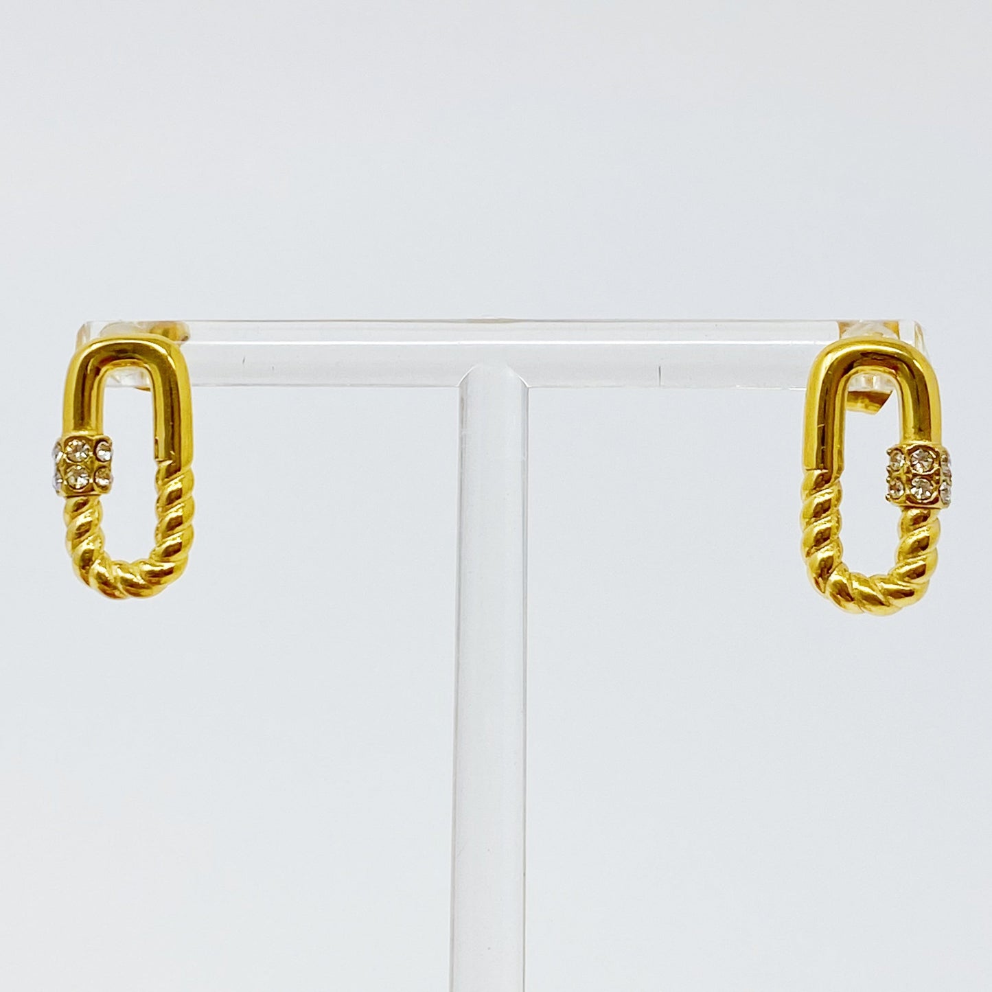 Gold Cabled Link Stud Earrings