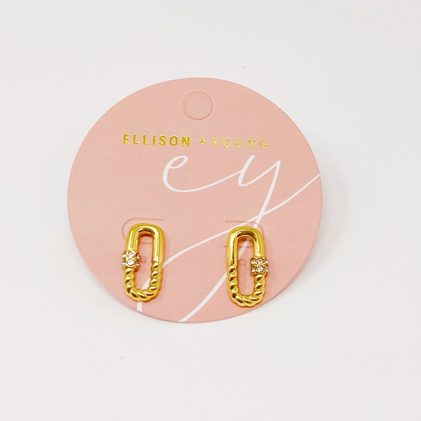 Gold Cabled Link Stud Earrings