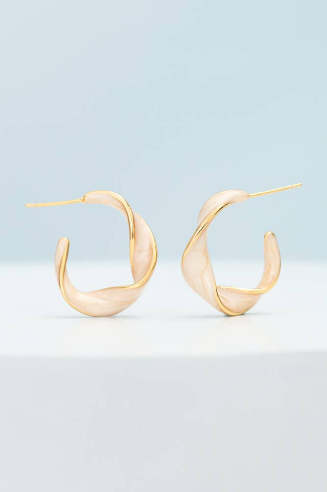 With a Twist Hoops in Soft Coral Gold
