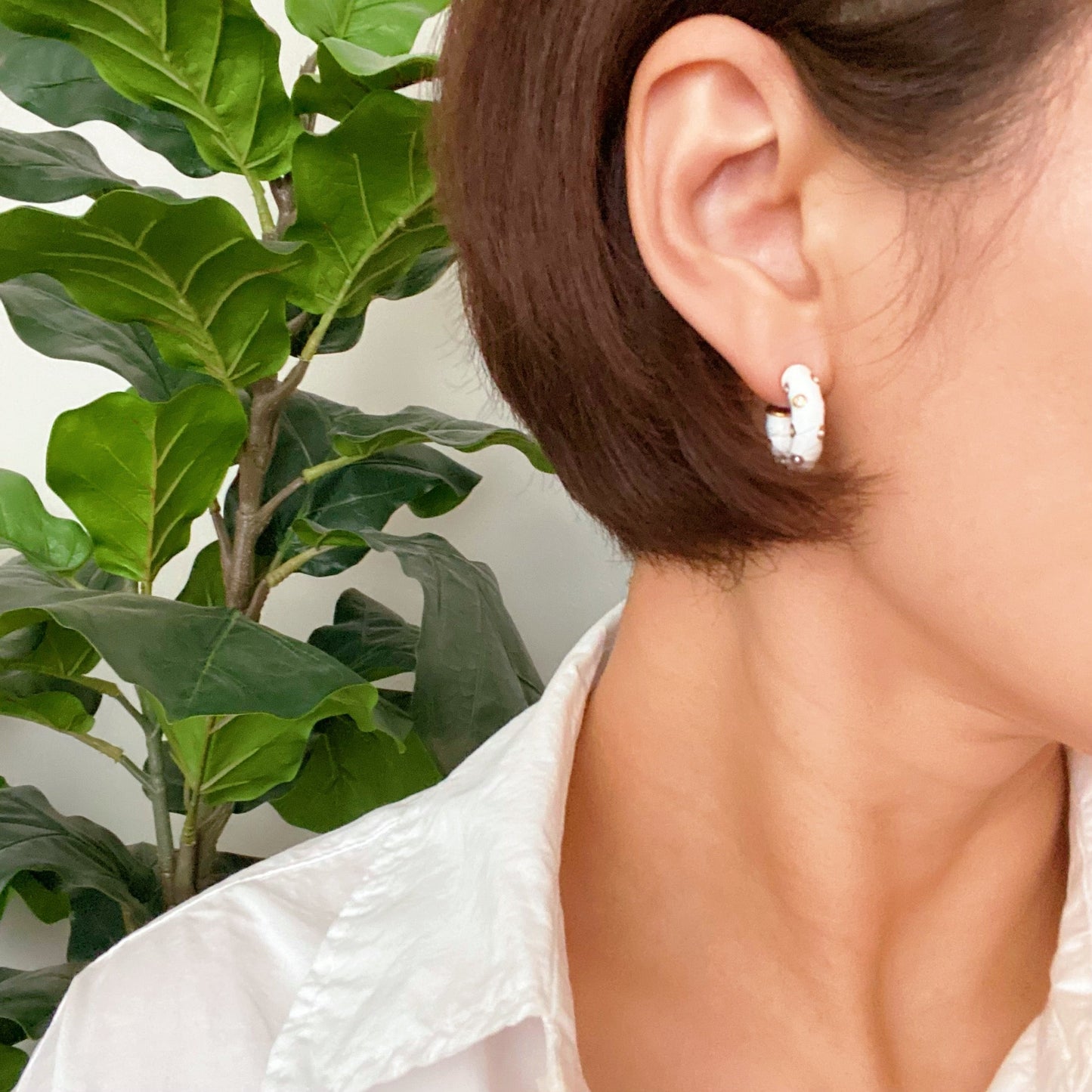 Jeweled Candy Everyday Hoop Earrings Black and White