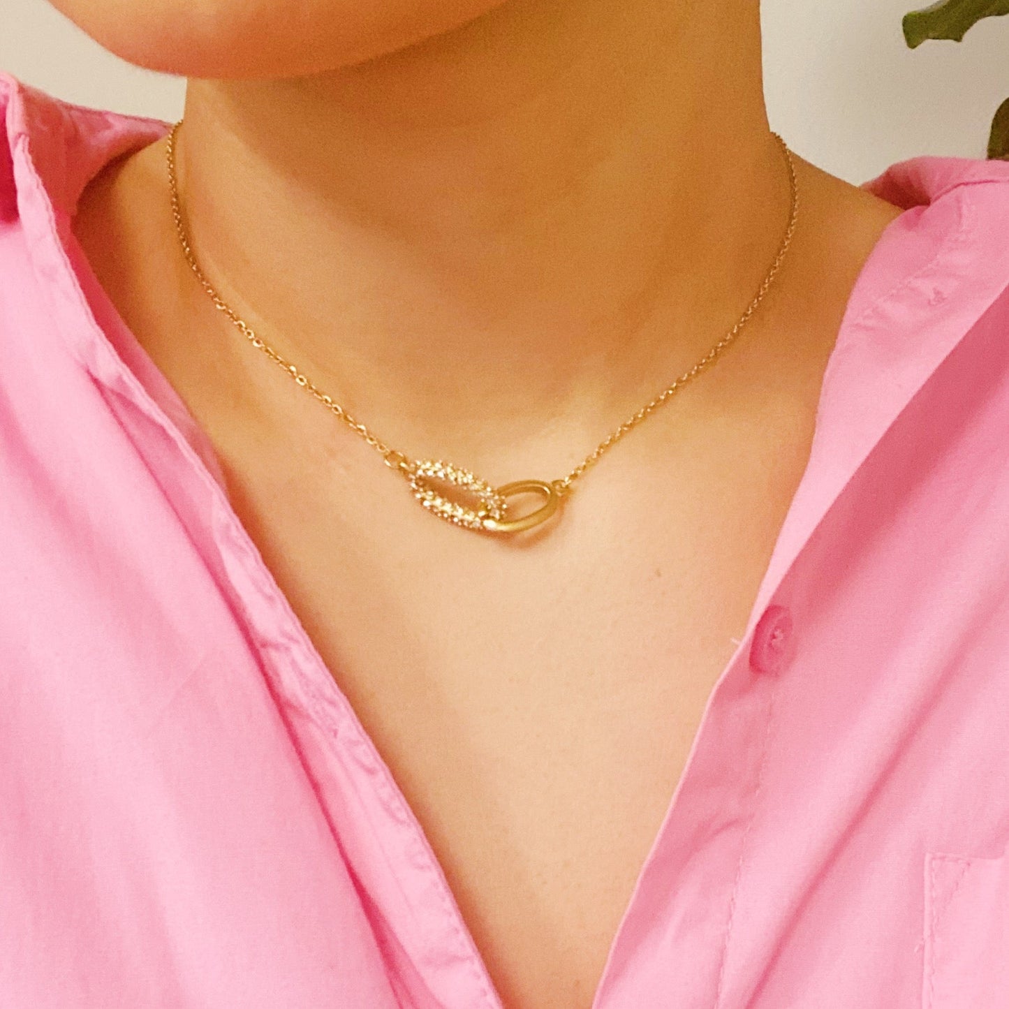 Everly Together Linked Gold Necklace Charming