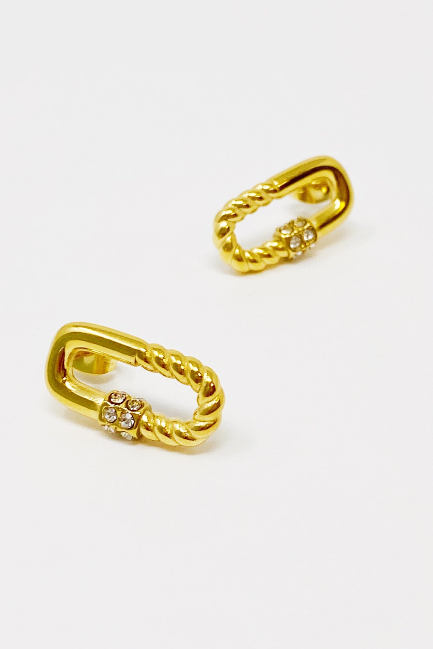 Gold Cabled Link Stud Earrings