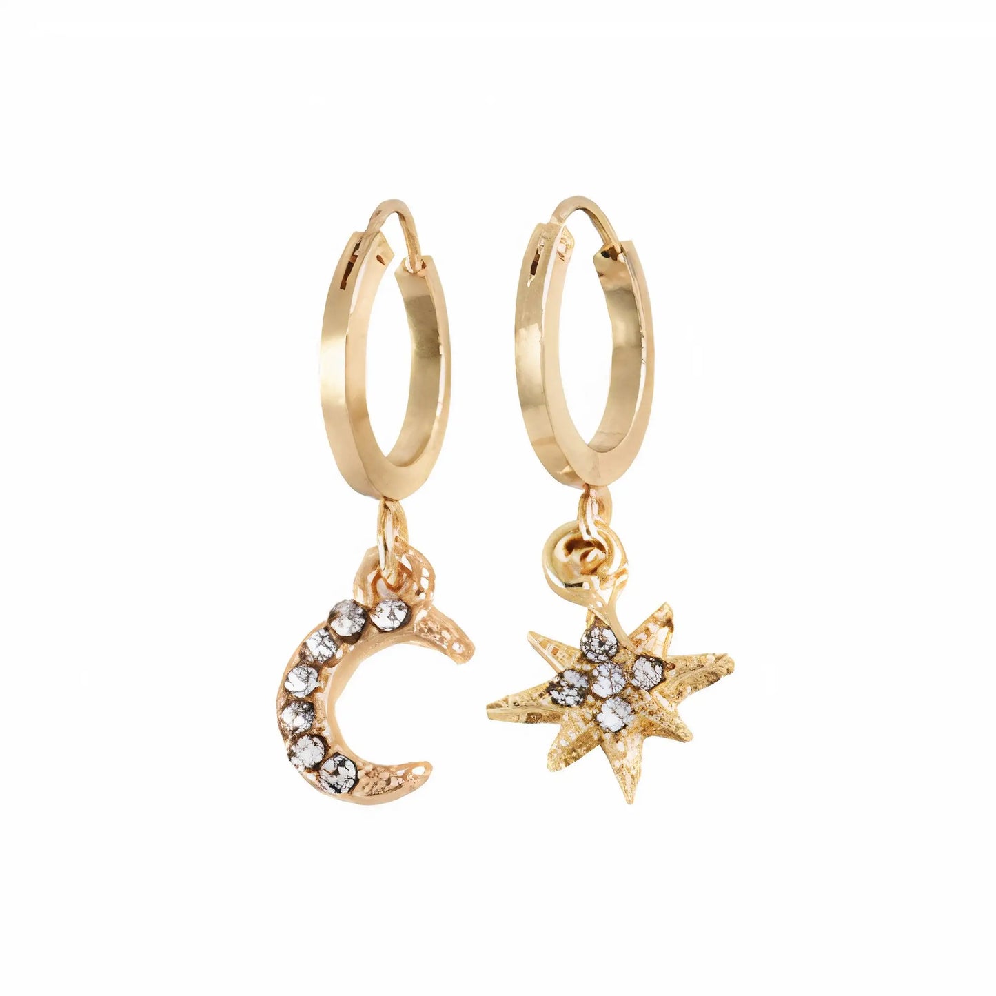 Eclipse Earrings Star and Moon