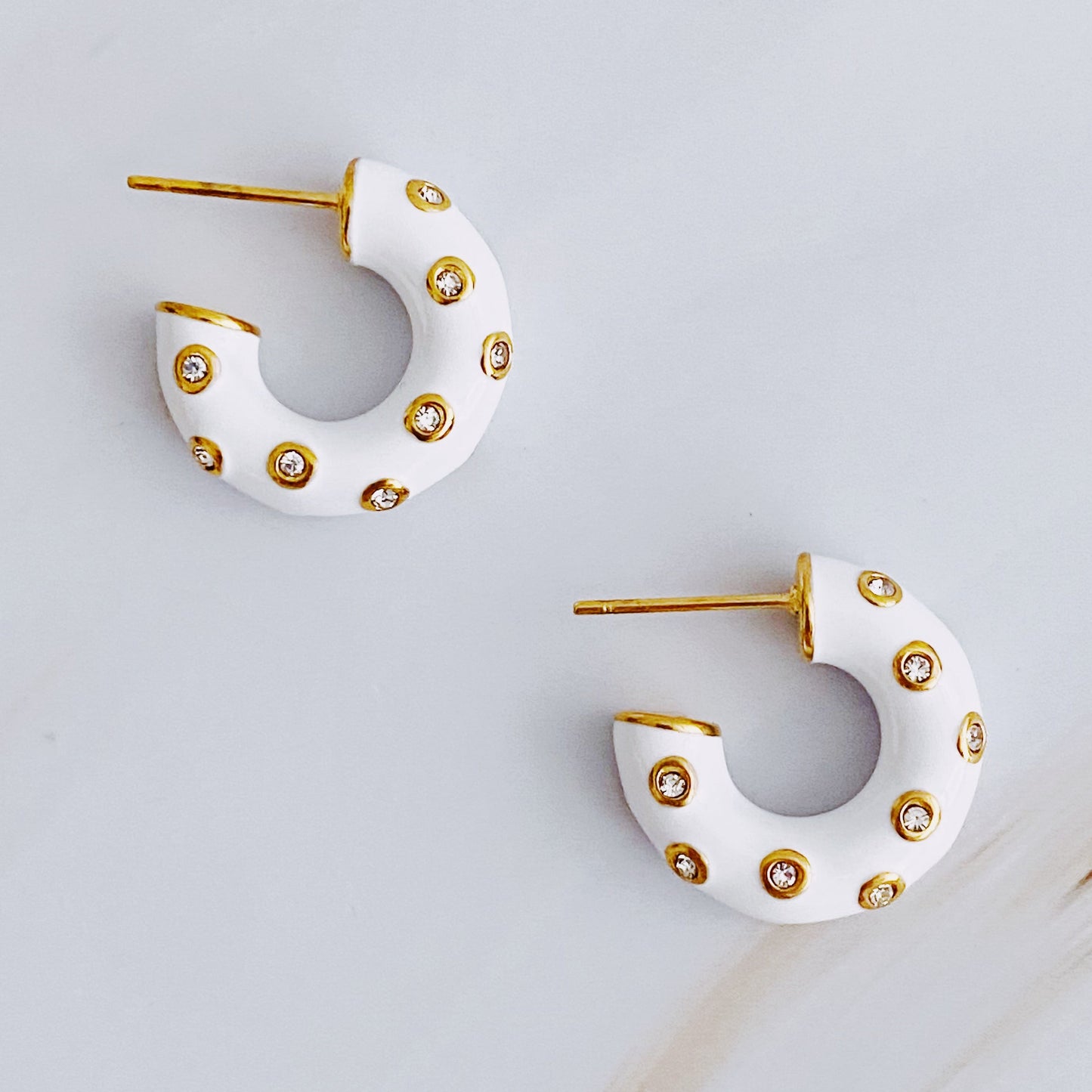 Jeweled Candy Everyday Hoop Earrings Black and White