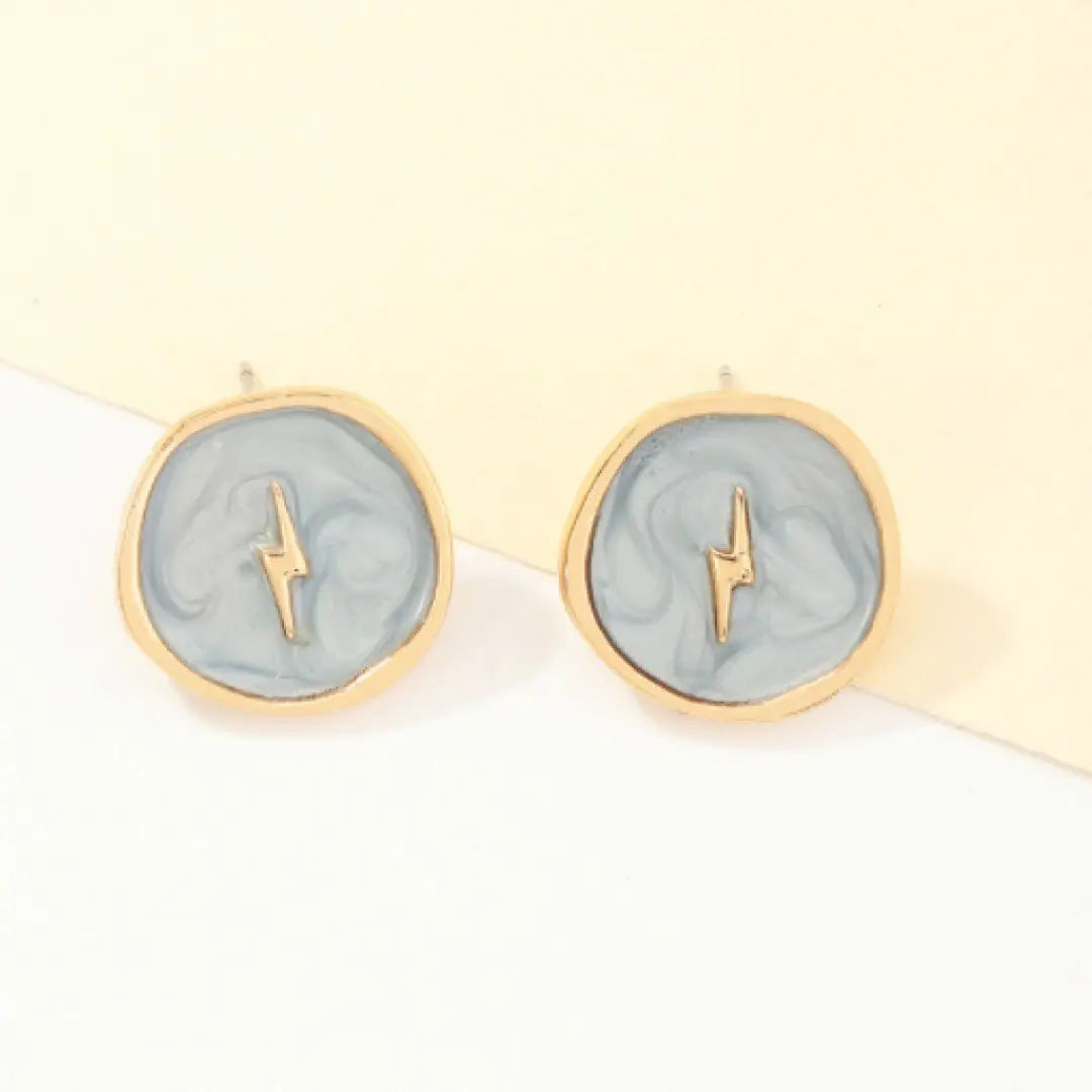 Astral Striking Lightning Bolt Earrings Blue Gold
