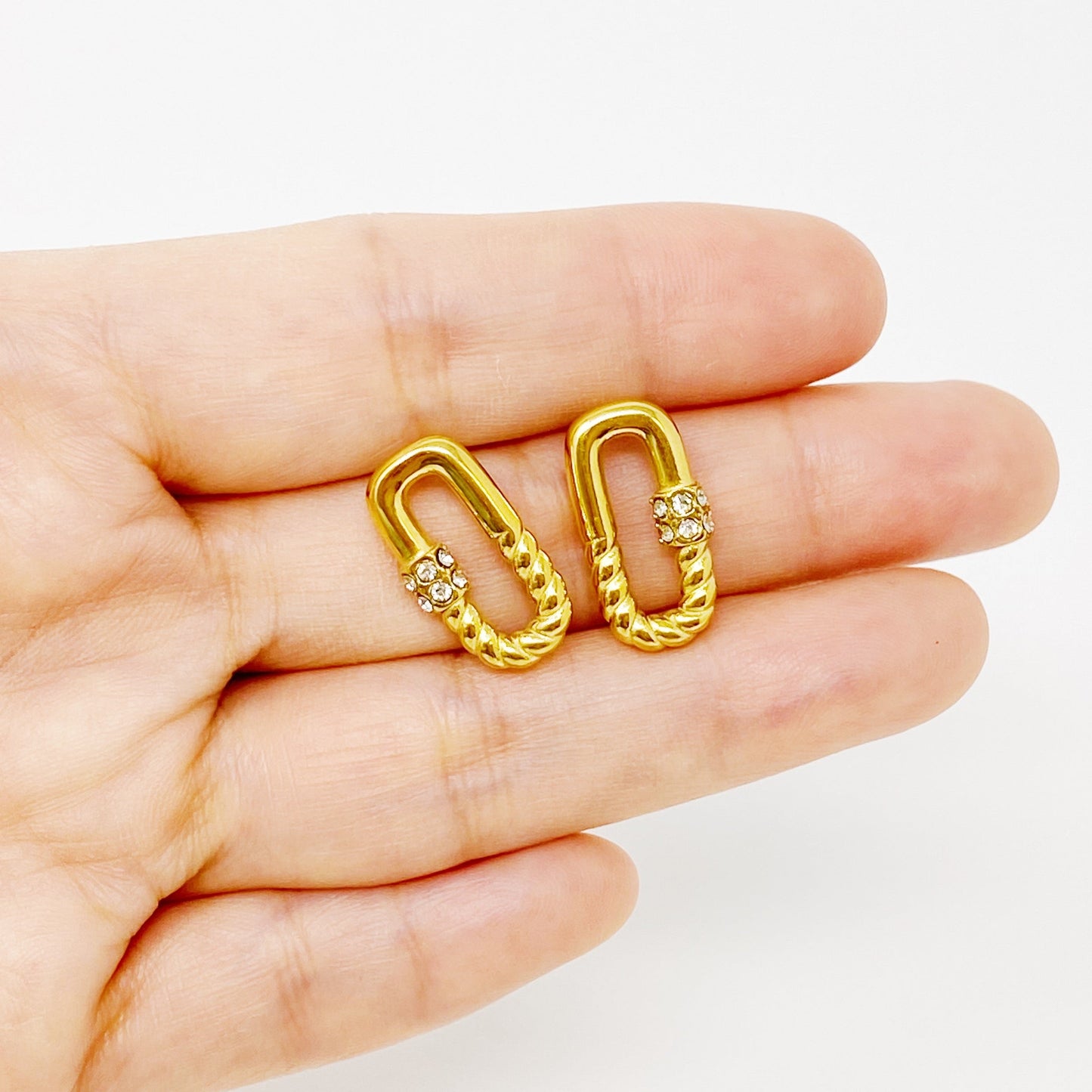 Gold Cabled Link Stud Earrings