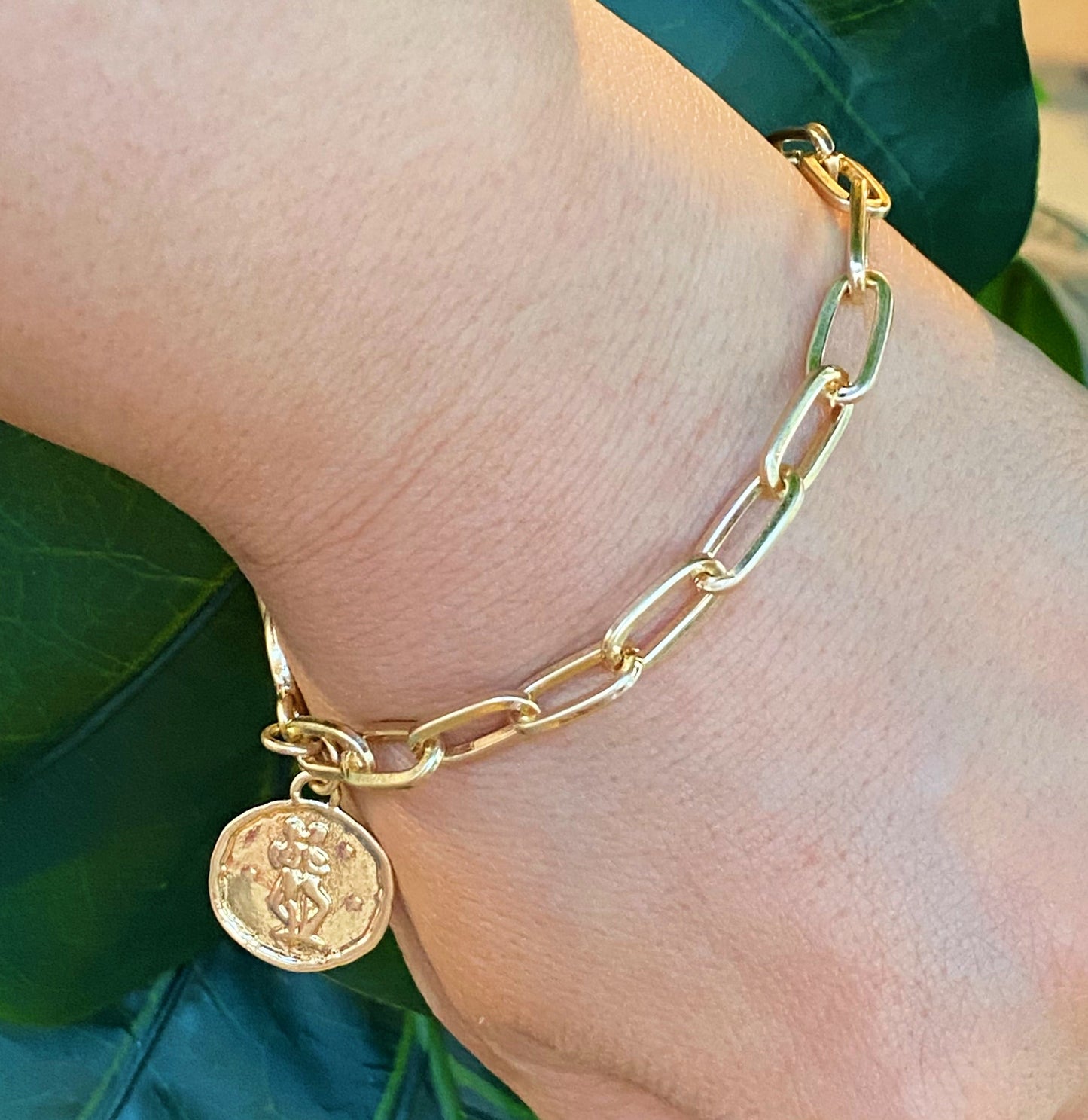 Zodiac Charm Chain Bracelet Gold