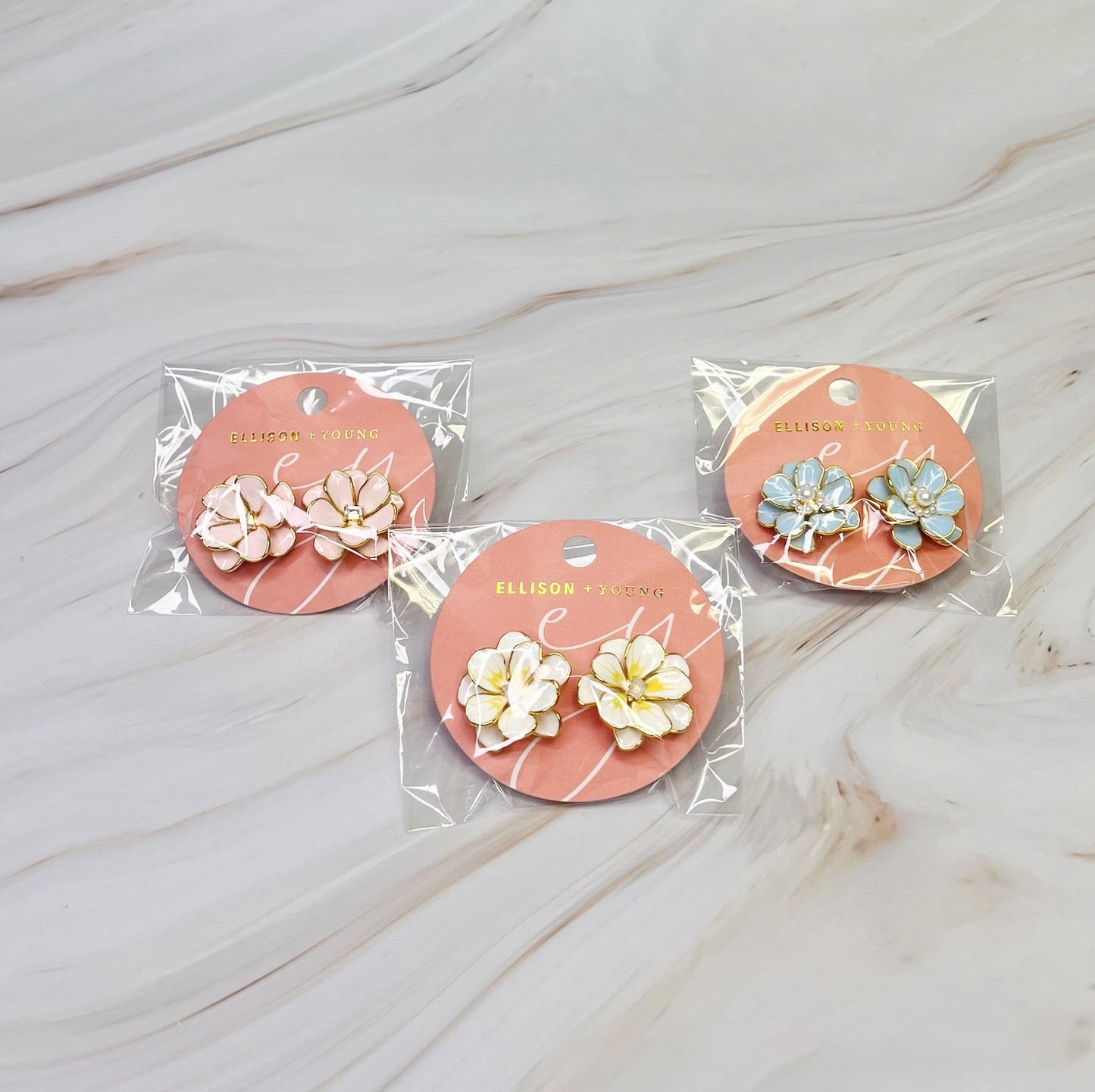 Scarlett Art Of Pink Blue White Flower Earrings Stud Earrings