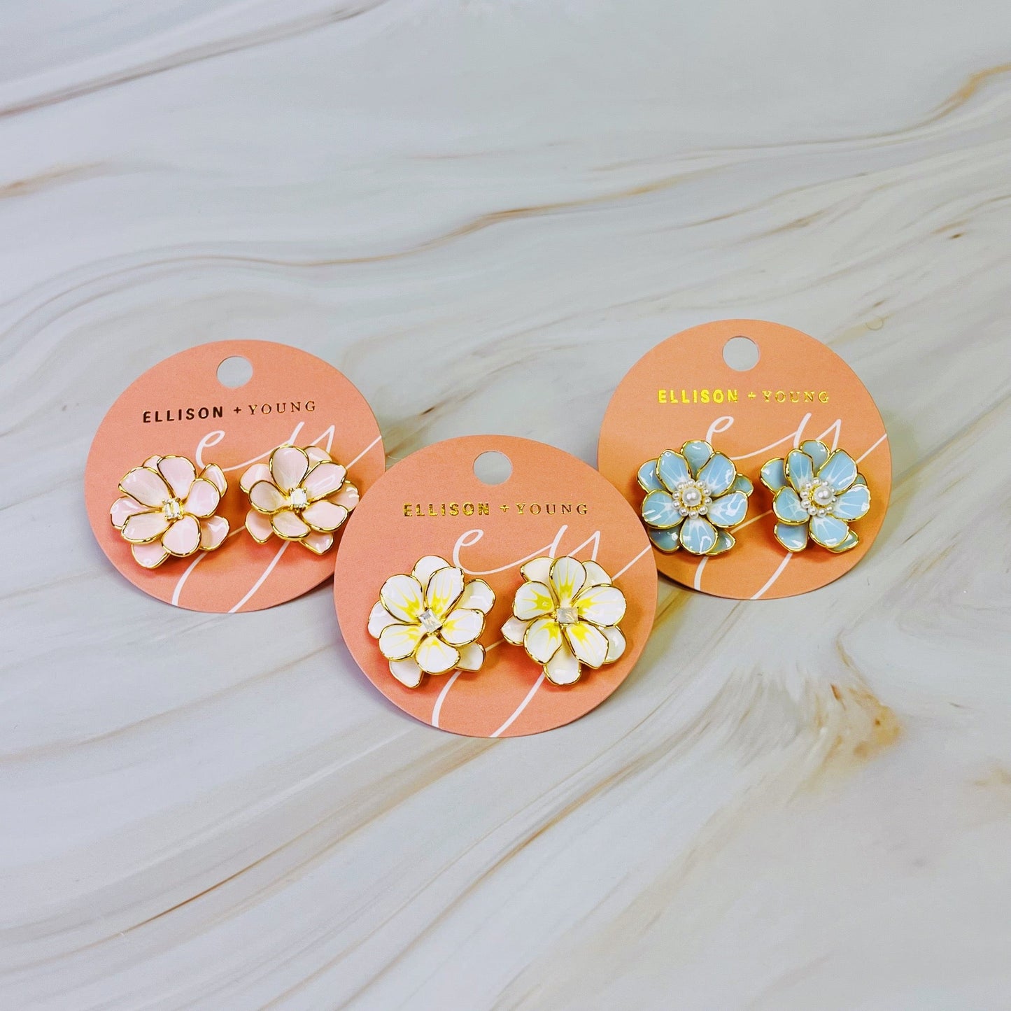 Scarlett Art Of Pink Blue White Flower Earrings Stud Earrings