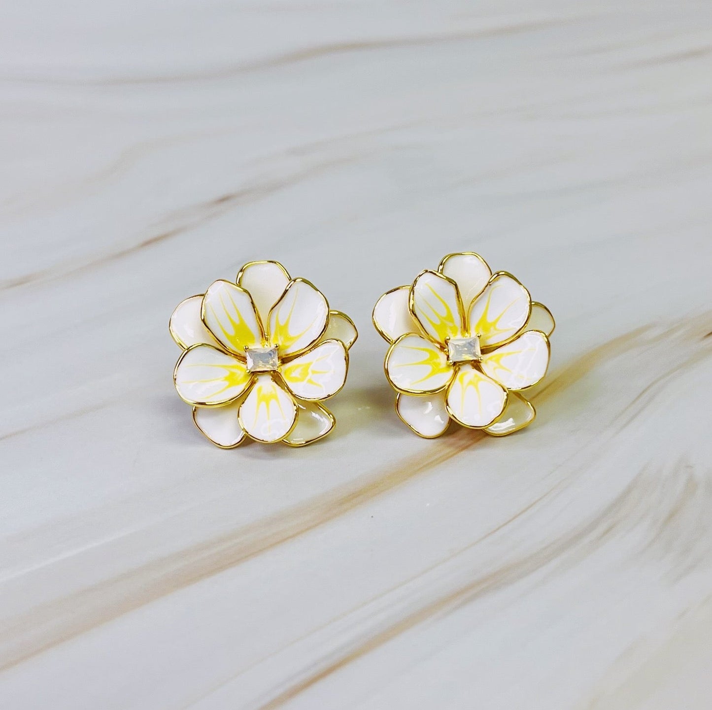 Scarlett Art Of Pink Blue White Flower Earrings Stud Earrings