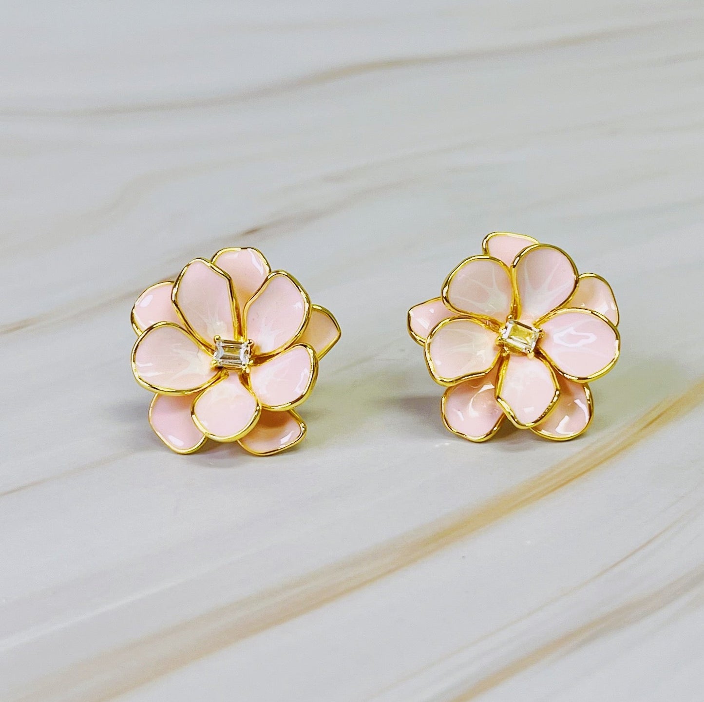 Scarlett Art Of Pink Blue White Flower Earrings Stud Earrings