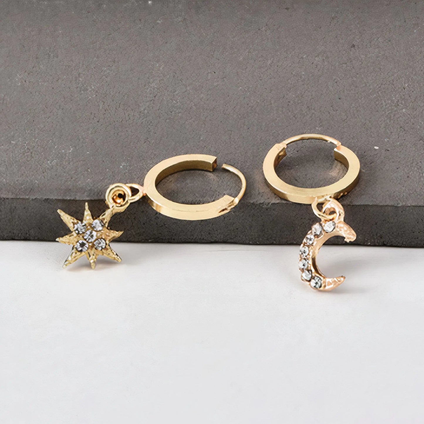 Eclipse Earrings Star and Moon