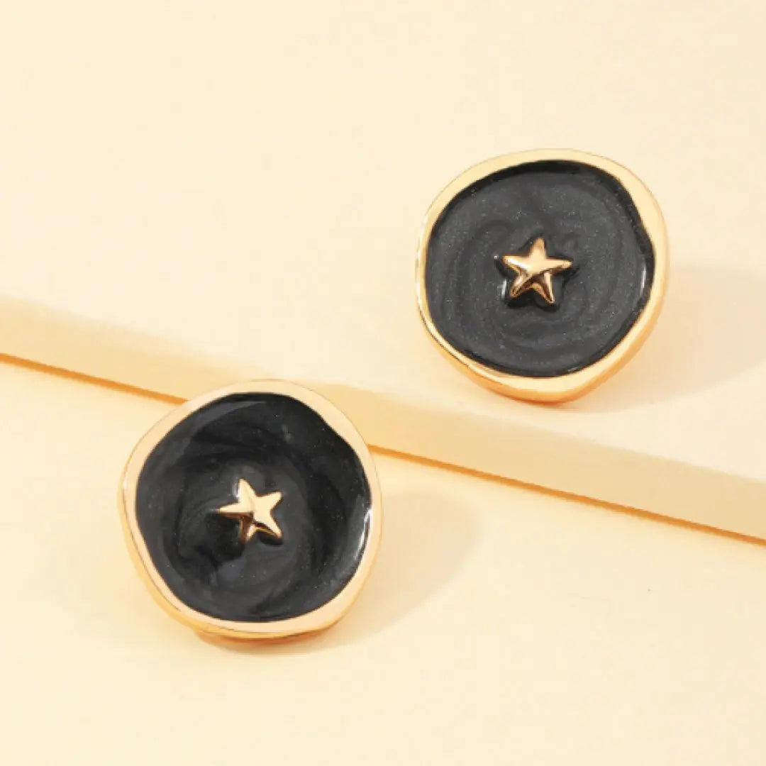 Astral Star Earrings Black Gold