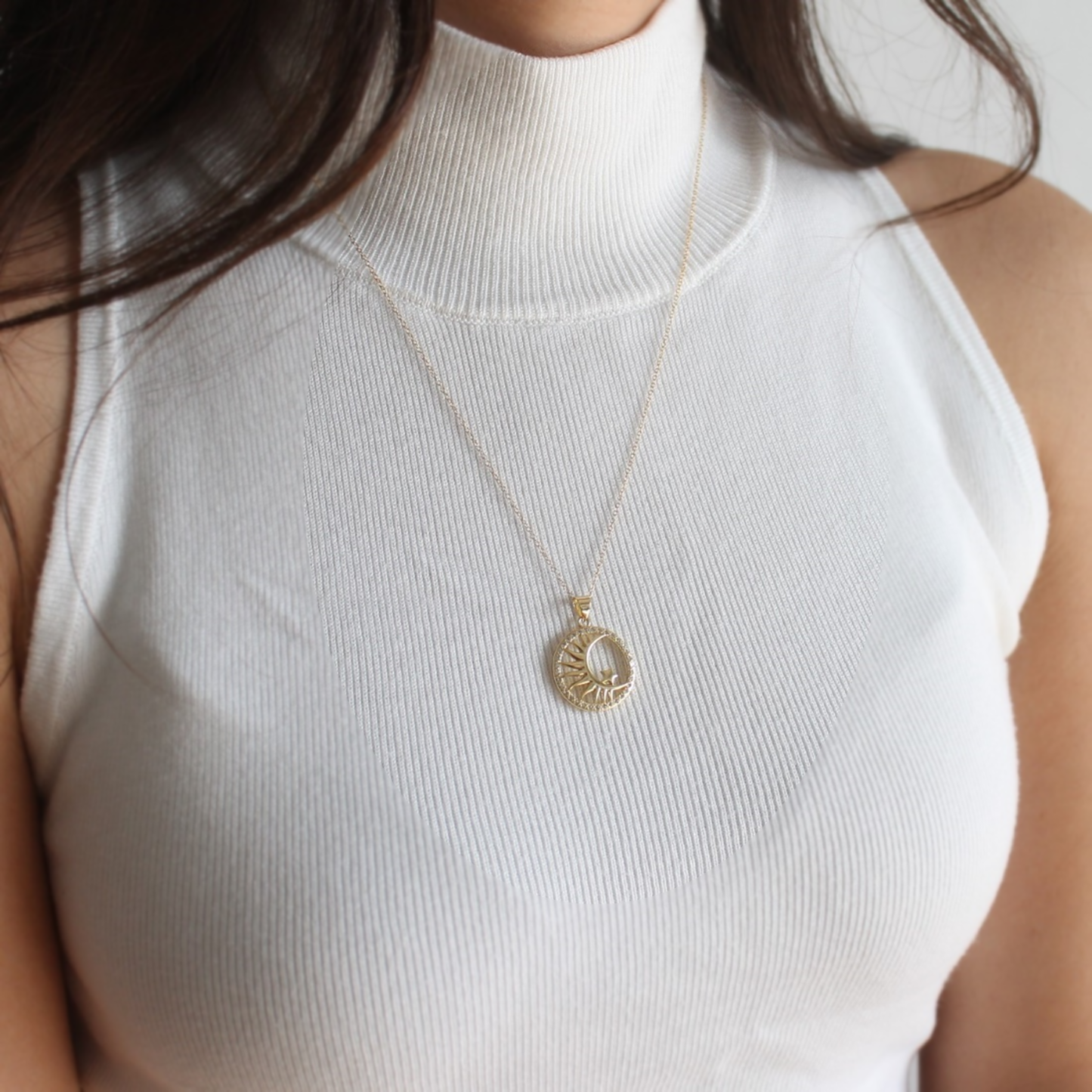 Sun Moon and Stars Gold Necklace Celestial Inspired