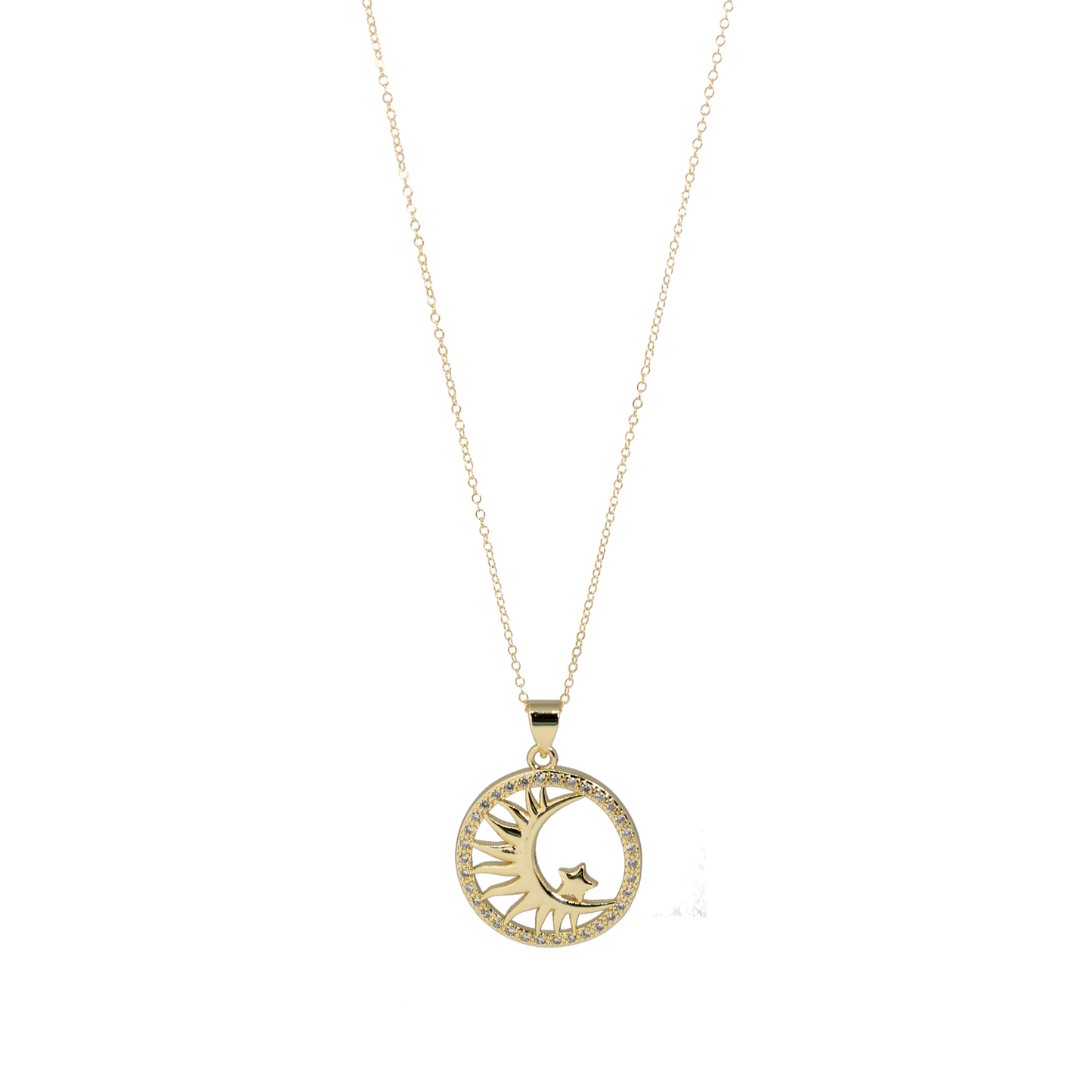 Sun Moon and Stars Gold Necklace Celestial Inspired