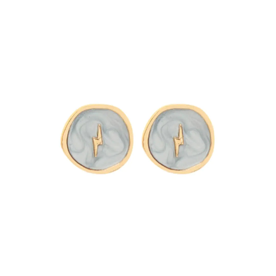 Astral Striking Lightning Bolt Earrings Blue Gold