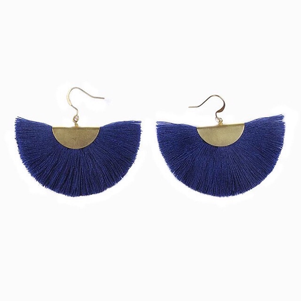 Half Moon Tassel Fan Earrings Bohemian