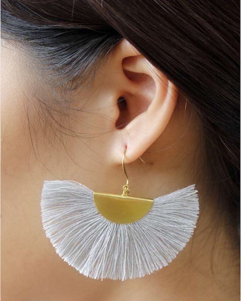 Half Moon Tassel Fan Earrings Bohemian