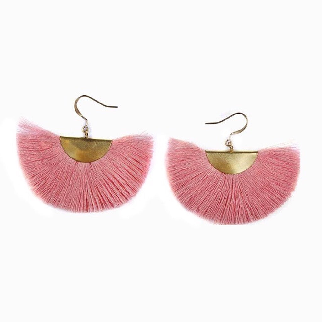 Half Moon Tassel Fan Earrings Bohemian