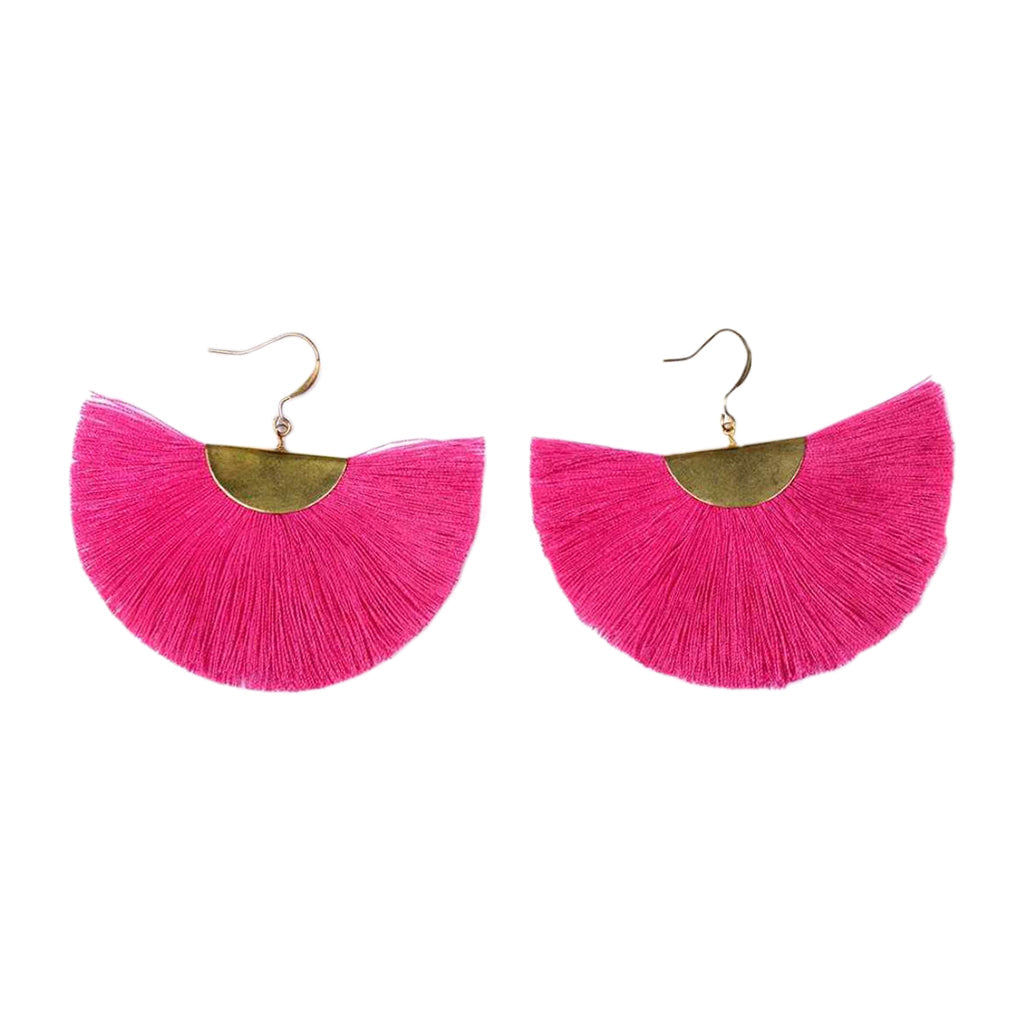 Half Moon Tassel Fan Earrings Bohemian