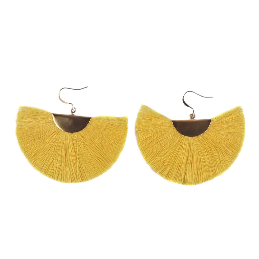 Half Moon Tassel Fan Earrings Bohemian