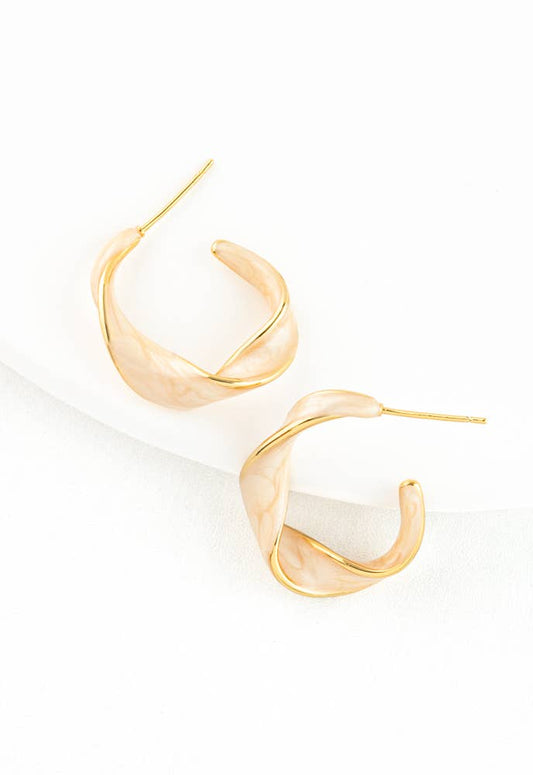 With a Twist Hoops in Soft Coral Gold