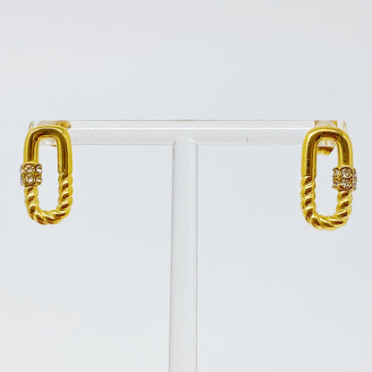 Gold Cabled Link Stud Earrings