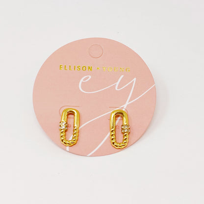 Gold Cabled Link Stud Earrings