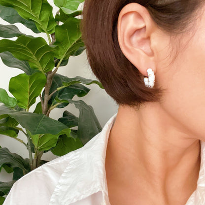 Jeweled Candy Everyday Hoop Earrings Black and White