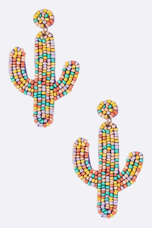 Beaded Cactus Iconic Earrings