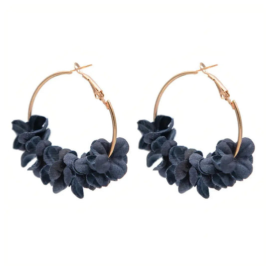 Navy Earrings Flow Petals