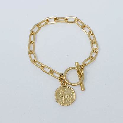 Zodiac Charm Chain Bracelet Gold