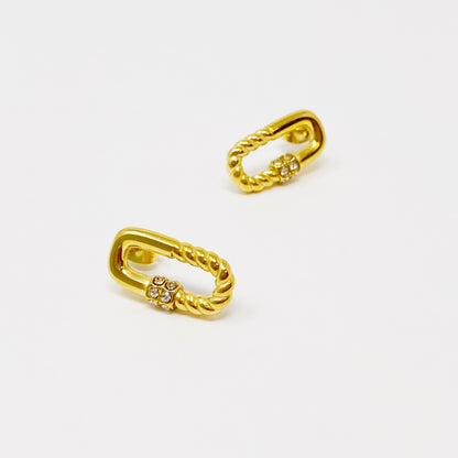Gold Cabled Link Stud Earrings