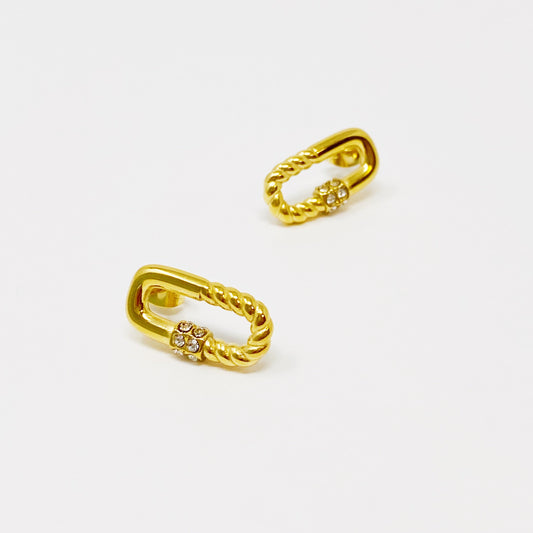 Gold Cabled Link Stud Earrings