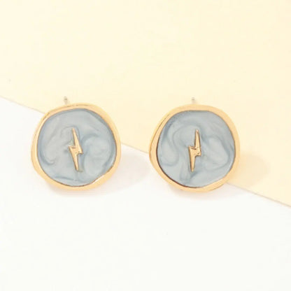 Astral Striking Lightning Bolt Earrings Blue Gold