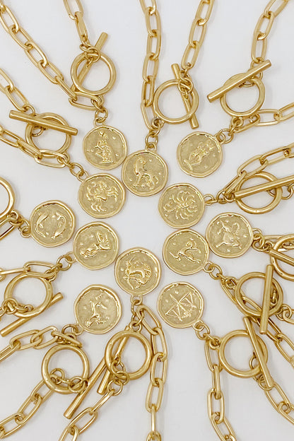 Zodiac Charm Chain Bracelet Gold