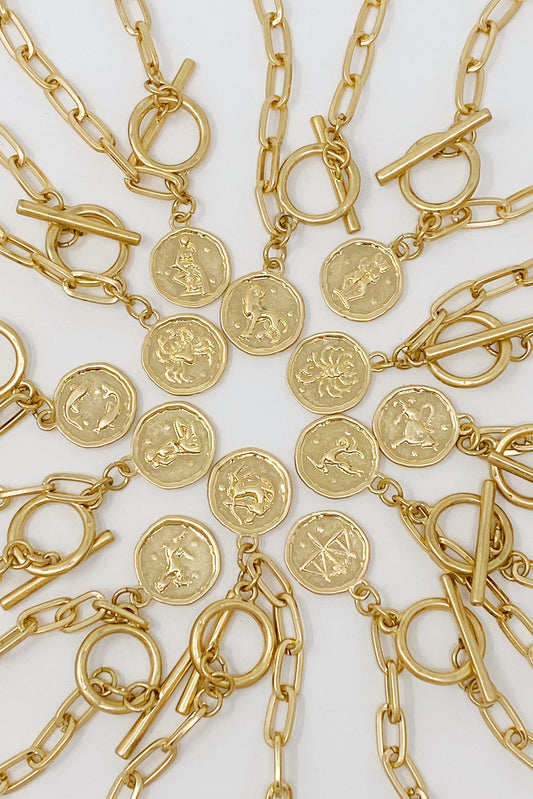 Zodiac Charm Chain Bracelet Gold