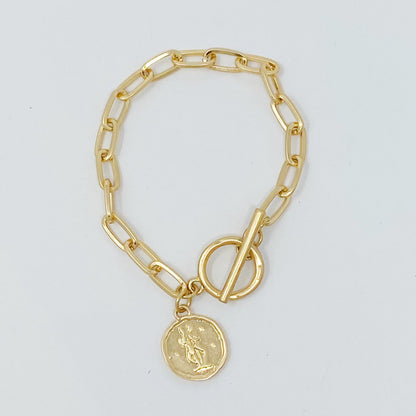 Zodiac Charm Chain Bracelet Gold