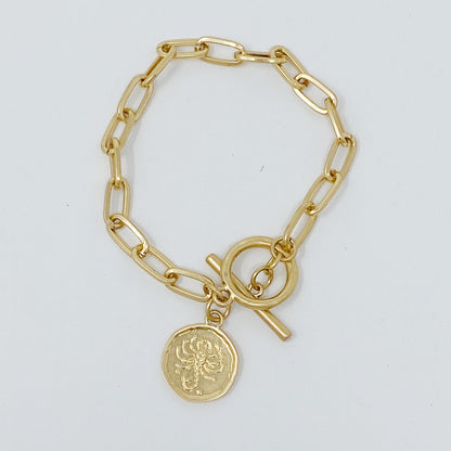 Zodiac Charm Chain Bracelet Gold