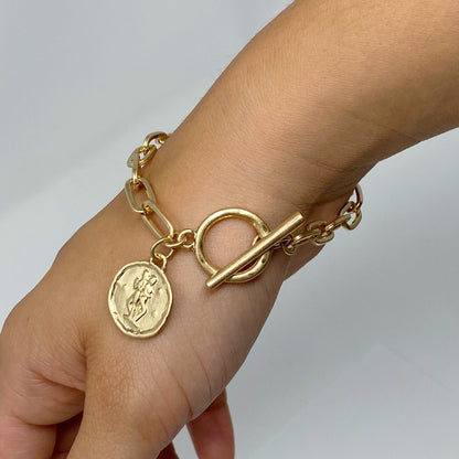 Zodiac Charm Chain Bracelet Gold