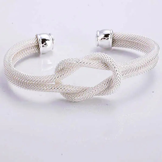 Love Me Love Knot 925 SS Plated & 18 Kt Antique Gold Plated Cuff Bracelet