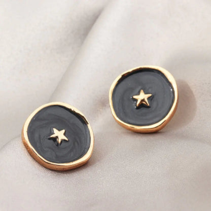 Astral Star Earrings Black Gold