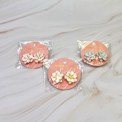 Scarlett Art Of Pink Blue White Flower Earrings Stud Earrings