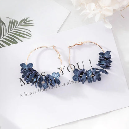 Navy Earrings Flow Petals