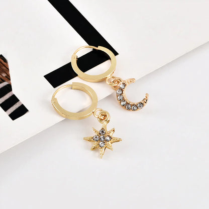Eclipse Earrings Star and Moon