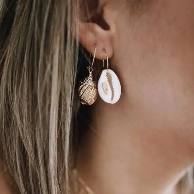 Conch And Cowrie Hoop Earrings