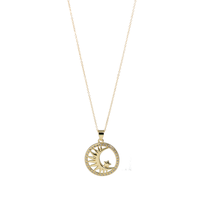 Sun Moon and Stars Gold Necklace Celestial Inspired