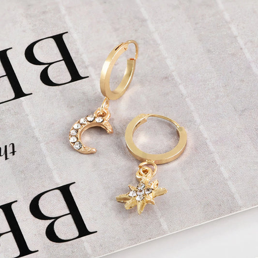 Eclipse Earrings Star and Moon