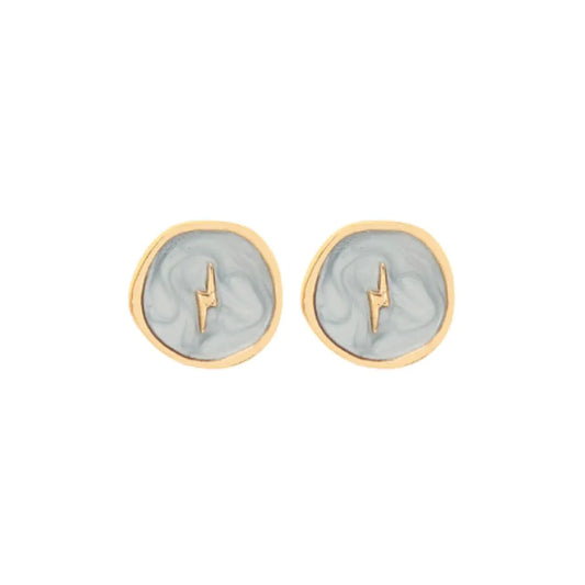 Astral Striking Lightning Bolt Earrings Blue Gold
